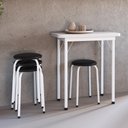 Ver imagem 5 de Conjunto Mesa de Jantar Dobrável com 4 Banquetas Multimóveis Cr50267 Branco/preto