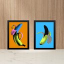 Ver imagem 1 de Kit 2 Quadros Modernos para Cozinha - Bananas 45x34cm:moldura Preta