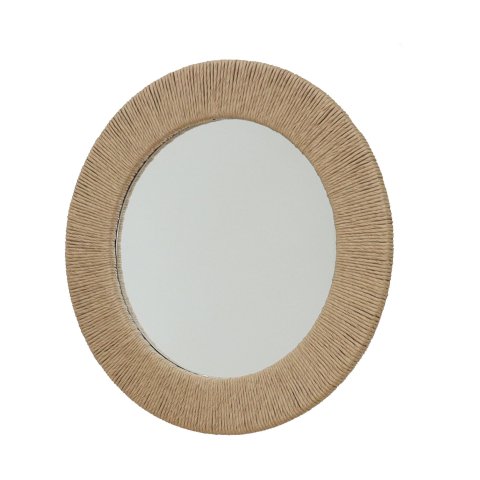 Espelho Lami Redondo Nacional Móveis 61cm X 61cm Moldura Fibra Celulose Natural Trançado