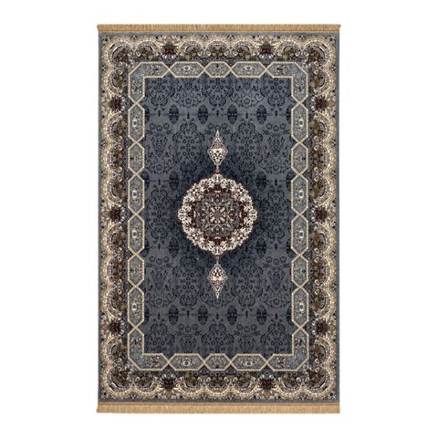 Tapete Persa Royal Cinza 200x300cm Fio Acetinado - Decoração para Quarto e Sala