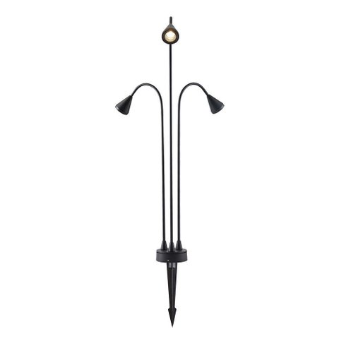 Luminária de Jardim Nordecor Wedi Triplo 6489 Led 15w Bivolt Preto 3000k Luz Amarela