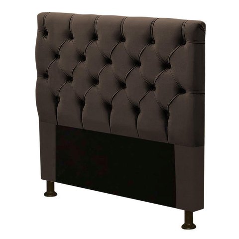 Cabeceira Cama Box Solteiro Cristal 90cm Corino Marrom