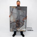 Ver imagem 2 de Quadro Decorativo Caixa Alta com Vidro Abstrato Mármore Elegance Black Gray TaColado Moldura Preta 1