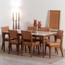 Conjunto de Jantar Mesa com Vidro 6 Cadeiras Ella - Natural C/ Caramelo - 1