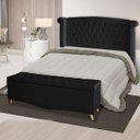 Ver imagem 2 de Kit Cabeceira de Cama Box e Calçadeira Baú Luxo King 195 Cm Suede Preto Eli Móveis