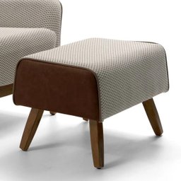 Poltrona Decorativa Milena com Puff Viseo Fixa Base Madeira Jacar Algodão B-208 - Lyam Decor - 3