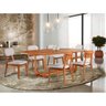 Conjunto Sala de Jantar 6 Lugares Alice Mesa e Cadeiras Organicas Madeira Maciça Linho Móveis Mundia - 1