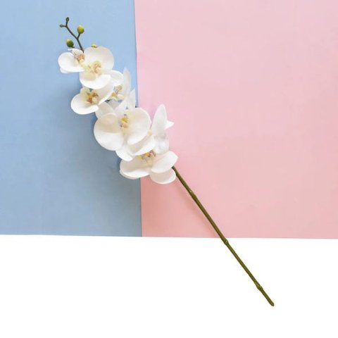 Flores Artificiais Haste de Orquídea Toque Real Branca|Linha permanente Formosinha