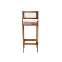 Ver imagem 5 de Kit 6 Banqueta Alta de Madeira com Assento Estofado e Encosto em Palhinha Bruna: Mel e Linho Cinza