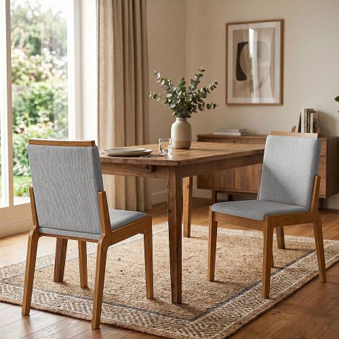 Kit 2 Cadeiras Sinfonia Naturalle e Linho Cinza com Design Moderno e Confortável