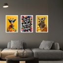Ver imagem 1 de Kit 3 Quadros Coloridos Divertidos e Arrojados 24x18cm - com Vidro:moldura Preta