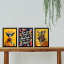Ver imagem 2 de Kit 3 Quadros Coloridos Divertidos e Arrojados 24x18cm - com Vidro:moldura Preta