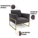 Ver imagem 4 de Namoradeira e 2 Poltronas Industrial Alta Dourado Marisa Bouclê Grafite D03 - D’Rossi