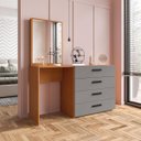 Ver imagem 1 de Cômoda Penteadeira Lisboa 4 Gavetas com Espelho 149x160cm Cinza/Freijó 250800