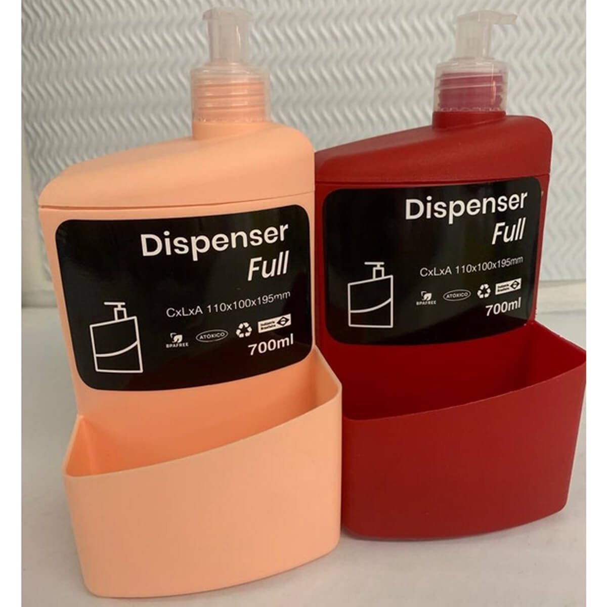 Porta Detergente e Esponja 700ml Dispenser de Detergente para Pia Full Utility Vermelho - 4