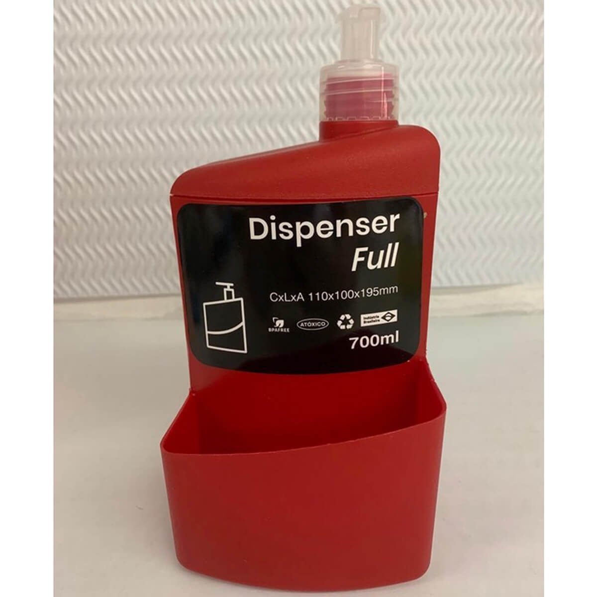 Porta Detergente e Esponja 700ml Dispenser de Detergente para Pia Full Utility Vermelho - 3