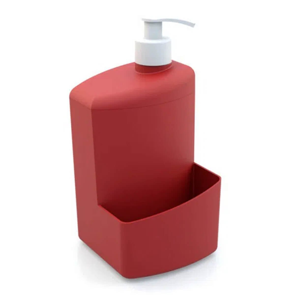 Porta Detergente e Esponja 700ml Dispenser de Detergente para Pia Full Utility Vermelho - 1