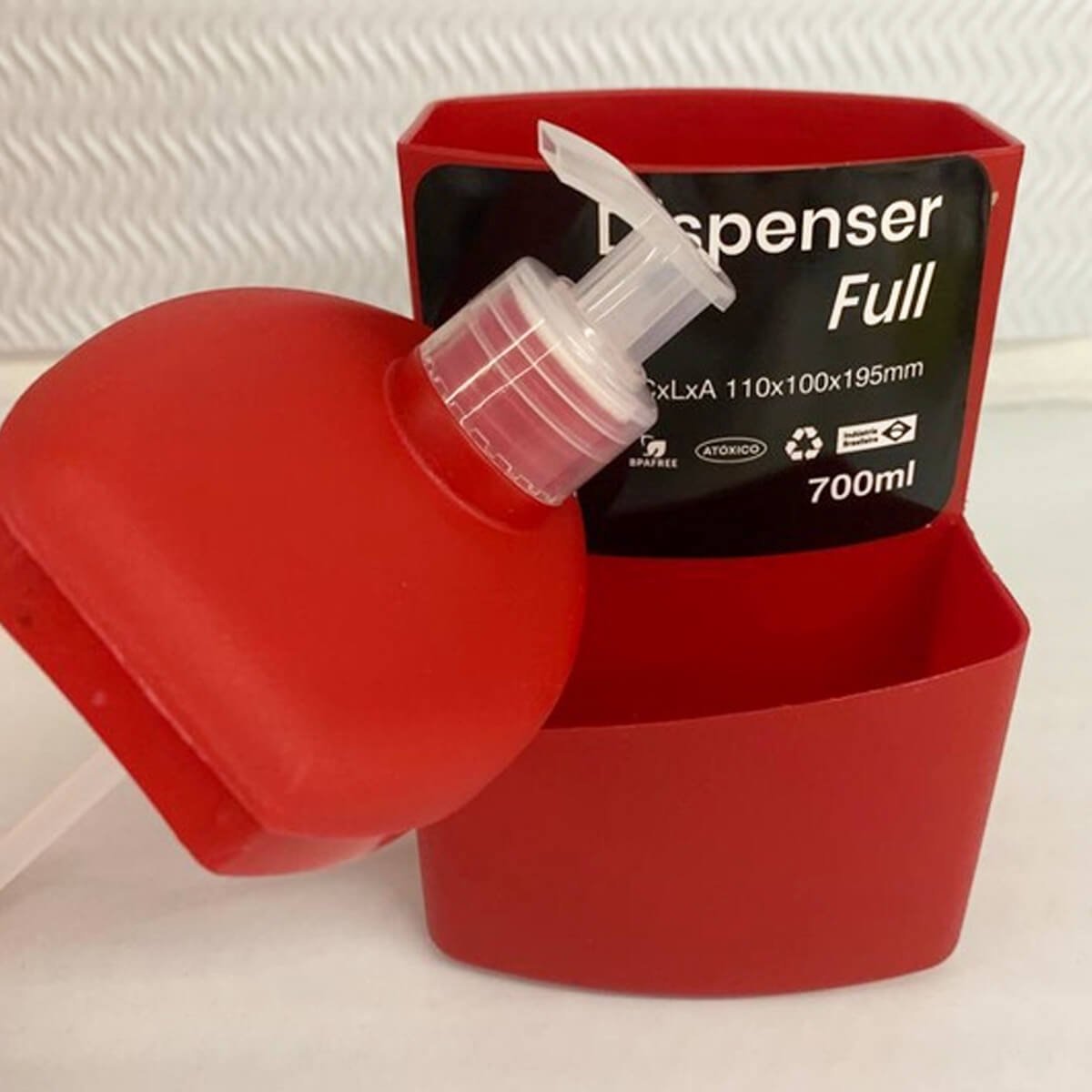 Porta Detergente e Esponja 700ml Dispenser de Detergente para Pia Full Utility Vermelho - 5