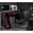 Ver imagem 1 de Mesa Gamer Escrivaninha Kyoto com 3 Nichos - Preto Vermelho