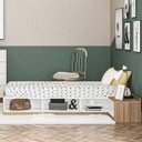 Ver imagem 3 de Cama Canadá Mesa de Cabeceira 3 Nichos - Castanho Branco