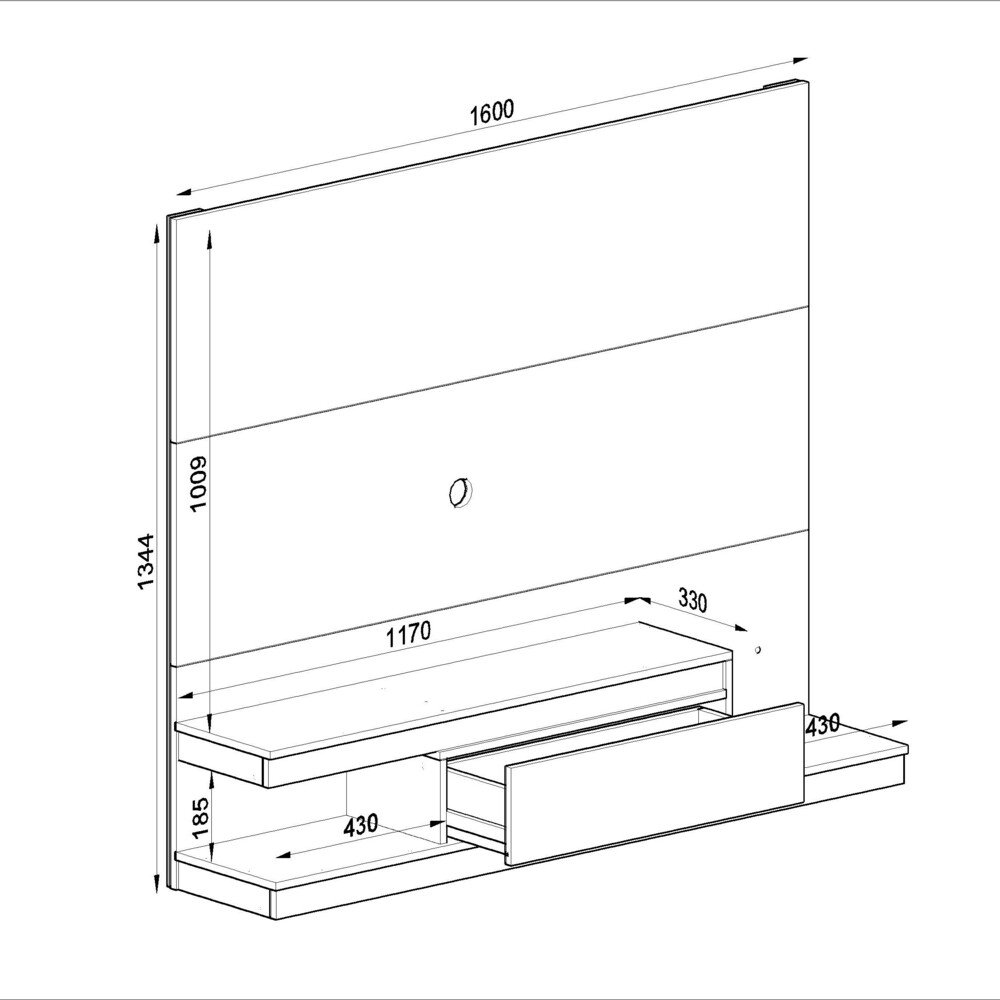 Painel Home Suspenso Sala para TV até 50" Grafite - 4