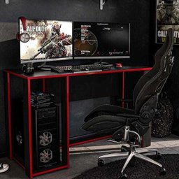 Mesa Gamer Escrivaninha Singapura 1 Nicho - Preto/vermelho - 1