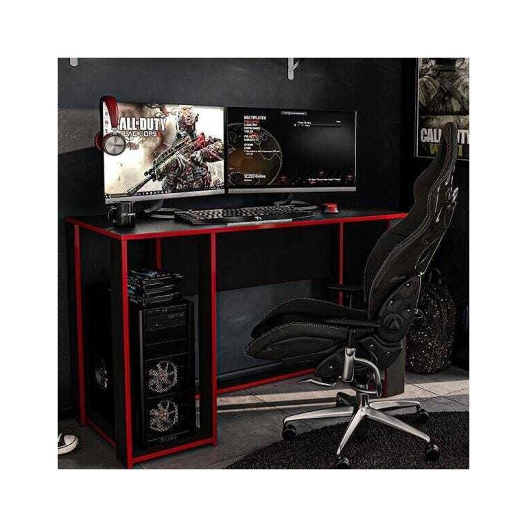 Mesa Gamer Escrivaninha Singapura 1 Nicho - Preto/vermelho