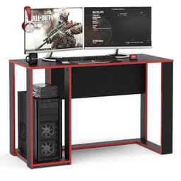 Mesa Gamer Escrivaninha Singapura 1 Nicho - Preto/vermelho - 2