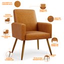 Ver imagem 4 de Kit 03 Poltronas Decorativa para Sala de Estar Maria W01 Pés Palito Couríssimo Whisky - Lyam Decor