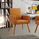 Ver imagem 2 de Kit 03 Poltronas Decorativa para Sala de Estar Maria W01 Pés Palito Couríssimo Whisky - Lyam Decor