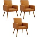Ver imagem 1 de Kit 03 Poltronas Decorativa para Sala de Estar Maria W01 Pés Palito Couríssimo Whisky - Lyam Decor
