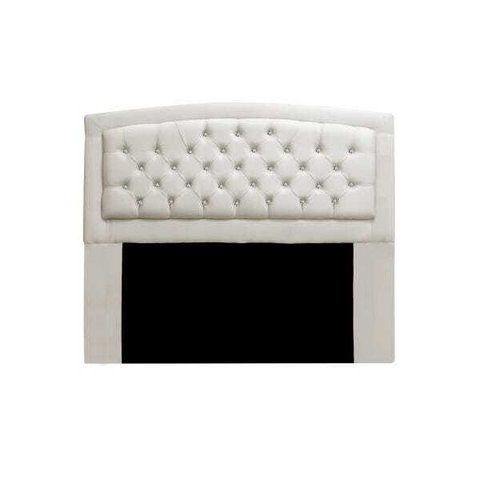 Cabeceira Estofada Geovana 140cm para Cama Box Casal com Botões Strass Cristais Suede Bege - Adj Dec