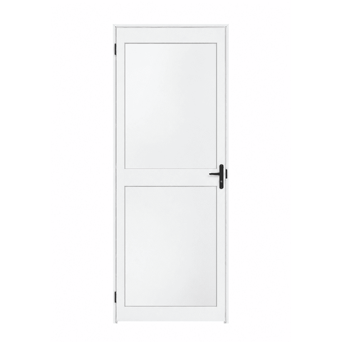 Porta de Giro Alumínio Branco 2 Vidros 1 Divisória Central Maxx