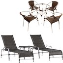 Ver imagem 1 de Kit Jogo de 4 Cadeiras e Mesa Floripa em Alumínio com 2 Espreguiçadeiras Roma Regulável e Trama Orig