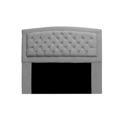 Cabeceira Estofada Geovana 140cm para Cama Box Casal com Botões Strass Cristais Suede Cinza - Adj de