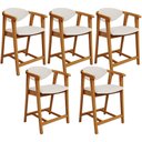 Ver imagem 1 de Kit 05 Banquetas Baixa Cozinha Sala de Jantar Bancada Cecília L02 Linho Cru - Lyam Decor