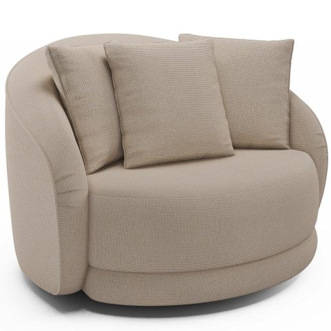 Poltrona Decorativa para Sala de Estar Base Giratória Witta M03 Linho Cru - Lyam Decor
