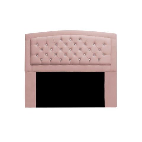 Cabeceira Estofada Geovana 160cm para Cama Box Queen Size com Botões Strass Cristais Suede Rose Gold