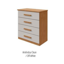 Ver imagem 2 de Comoda Baiao 4 Gavetas Amendoa Clean/off White