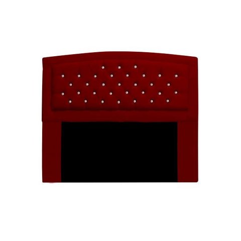 Cabeceira Estofada Geovana 195cm para Cama Box King Size com Botões Strass Cristais Corino Vermelho
