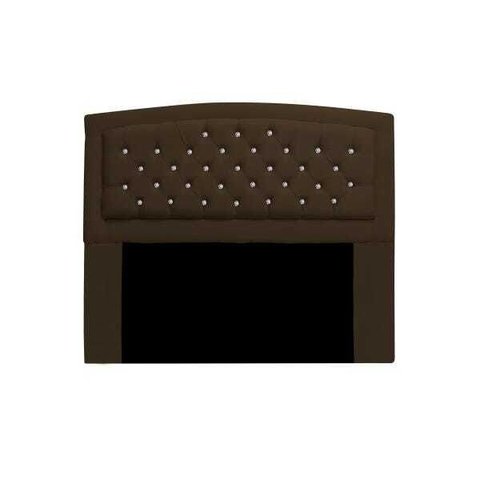 Cabeceira Estofada Geovana 195cm para Cama Box King Size com Botões Strass Cristais Corino Marrom -