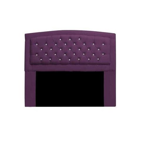 Cabeceira Estofada Geovana 140cm para Cama Box Casal com Botões Strass Cristais Suede Roxo - Adj Dec
