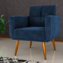 Ver imagem 2 de Poltrona e Puff Porto Nobre para Sala Veludo Conforto Azul Matrix