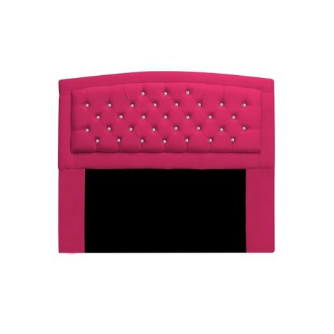 Cabeceira Estofada Geovana 160cm para Cama Box Queen Size com Botões Strass Cristais Corino Rosa Pin