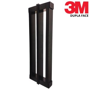 Puxador de Porta Vidro sem Furo Colar - Preto 30cm Autocolante 3m