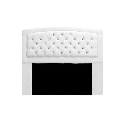 Cabeceira Estofada Geovana 160cm para Cama Box Queen Size com Botões Strass Cristais Suede Branco Ne