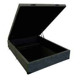 Base Box Casal com Baú 1,38 X 1,88 Blindada & Reforçada Cor Cinza Suede - 3