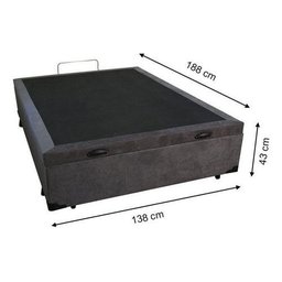 Base Box Casal com Baú 1,38 X 1,88 Blindada & Reforçada Cor Cinza Suede - 4