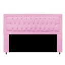 Ver imagem 1 de Cabeceira Estofada Bianca 195cm para Cama Box King Size com Botões Strass Cristais Corino Rosa Bebê