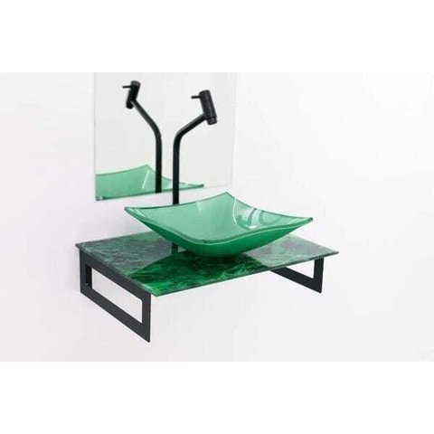 GABINETE DE VIDRO 50CM PARA BANHEIRO CHIPRE MÁRMORE VERDE EK